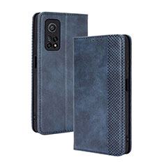 Coque Portefeuille Livre Cuir Etui Clapet BY4 pour Xiaomi Mi 10T 5G Bleu