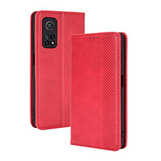 Coque Portefeuille Livre Cuir Etui Clapet BY4 pour Xiaomi Mi 10T 5G Rouge