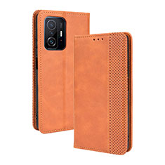 Coque Portefeuille Livre Cuir Etui Clapet BY4 pour Xiaomi Mi 11T 5G Marron