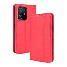 Coque Portefeuille Livre Cuir Etui Clapet BY4 pour Xiaomi Mi 11T 5G Rouge