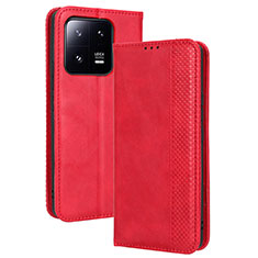 Coque Portefeuille Livre Cuir Etui Clapet BY4 pour Xiaomi Mi 13 5G Rouge