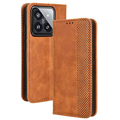 Coque Portefeuille Livre Cuir Etui Clapet BY4 pour Xiaomi Mi 14 5G Marron