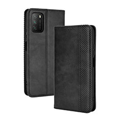 Coque Portefeuille Livre Cuir Etui Clapet BY4 pour Xiaomi Poco M3 Noir