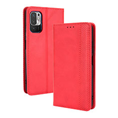 Coque Portefeuille Livre Cuir Etui Clapet BY4 pour Xiaomi POCO M3 Pro 5G Rouge