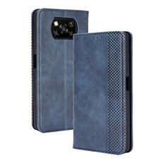 Coque Portefeuille Livre Cuir Etui Clapet BY4 pour Xiaomi Poco X3 Bleu