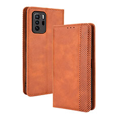 Coque Portefeuille Livre Cuir Etui Clapet BY4 pour Xiaomi Poco X3 GT 5G Marron