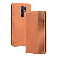 Coque Portefeuille Livre Cuir Etui Clapet BY4 pour Xiaomi Redmi 9 Prime India Marron