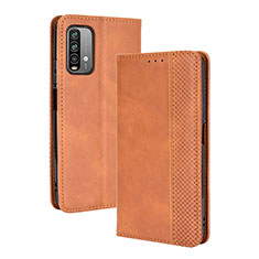 Coque Portefeuille Livre Cuir Etui Clapet BY4 pour Xiaomi Redmi 9T 4G Marron