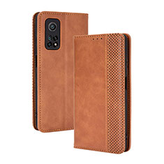 Coque Portefeuille Livre Cuir Etui Clapet BY4 pour Xiaomi Redmi K30S 5G Marron