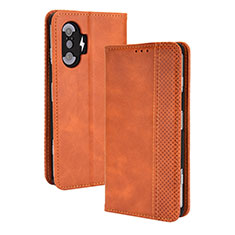 Coque Portefeuille Livre Cuir Etui Clapet BY4 pour Xiaomi Redmi K40 Gaming 5G Marron