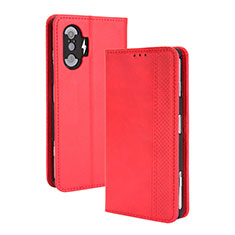 Coque Portefeuille Livre Cuir Etui Clapet BY4 pour Xiaomi Redmi K40 Gaming 5G Rouge