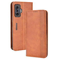 Coque Portefeuille Livre Cuir Etui Clapet BY4 pour Xiaomi Redmi K50 Gaming 5G Marron