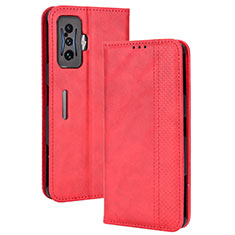 Coque Portefeuille Livre Cuir Etui Clapet BY4 pour Xiaomi Redmi K50 Gaming 5G Rouge