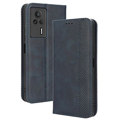 Coque Portefeuille Livre Cuir Etui Clapet BY4 pour Xiaomi Redmi K60E 5G Bleu