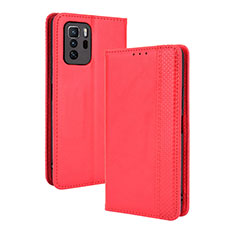 Coque Portefeuille Livre Cuir Etui Clapet BY4 pour Xiaomi Redmi Note 10 Pro 5G Rouge