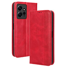 Coque Portefeuille Livre Cuir Etui Clapet BY4 pour Xiaomi Redmi Note 12 4G Rouge