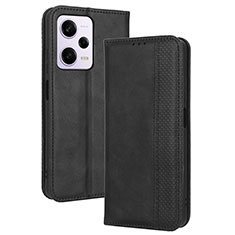 Coque Portefeuille Livre Cuir Etui Clapet BY4 pour Xiaomi Redmi Note 12 Pro+ Plus 5G Noir