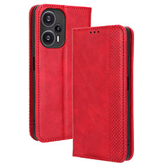 Coque Portefeuille Livre Cuir Etui Clapet BY4 pour Xiaomi Redmi Note 12 Turbo 5G Rouge