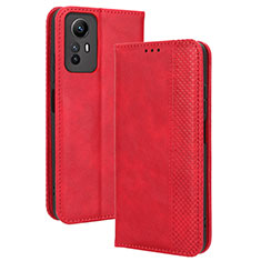 Coque Portefeuille Livre Cuir Etui Clapet BY4 pour Xiaomi Redmi Note 12S Rouge