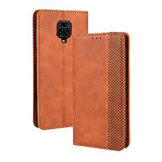 Coque Portefeuille Livre Cuir Etui Clapet BY4 pour Xiaomi Redmi Note 9 Pro Marron