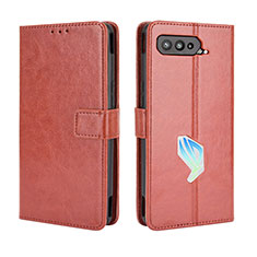 Coque Portefeuille Livre Cuir Etui Clapet BY5 pour Asus ROG Phone 5s Pro Marron