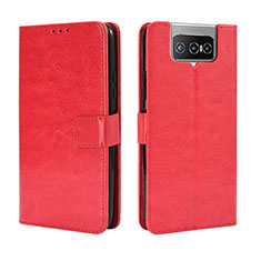 Coque Portefeuille Livre Cuir Etui Clapet BY5 pour Asus ZenFone 8 Flip ZS672KS Rouge