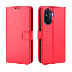 Coque Portefeuille Livre Cuir Etui Clapet BY5 pour Huawei Enjoy 50 Rouge