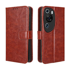 Coque Portefeuille Livre Cuir Etui Clapet BY5 pour Huawei P60 Art Marron