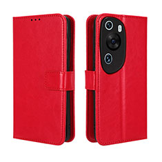 Coque Portefeuille Livre Cuir Etui Clapet BY5 pour Huawei P60 Art Rouge