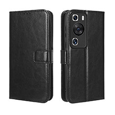 Coque Portefeuille Livre Cuir Etui Clapet BY5 pour Huawei P60 Noir