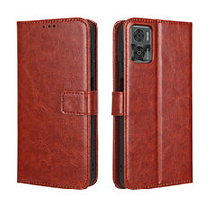 Coque Portefeuille Livre Cuir Etui Clapet BY5 pour Motorola Moto E22 Marron