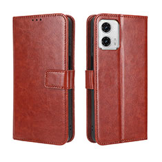 Coque Portefeuille Livre Cuir Etui Clapet BY5 pour Motorola Moto G73 5G Marron