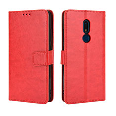 Coque Portefeuille Livre Cuir Etui Clapet BY5 pour Nokia C3 Rouge