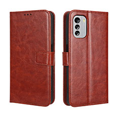 Coque Portefeuille Livre Cuir Etui Clapet BY5 pour Nokia G60 5G Marron