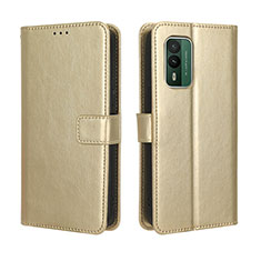 Coque Portefeuille Livre Cuir Etui Clapet BY5 pour Nokia XR21 Or