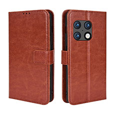 Coque Portefeuille Livre Cuir Etui Clapet BY5 pour OnePlus 10 Pro 5G Marron