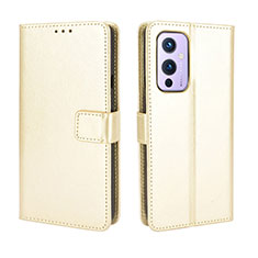 Coque Portefeuille Livre Cuir Etui Clapet BY5 pour OnePlus 9 5G Or