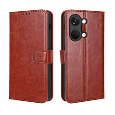 Coque Portefeuille Livre Cuir Etui Clapet BY5 pour OnePlus Ace 2V 5G Marron