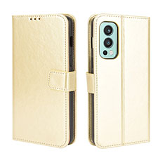 Coque Portefeuille Livre Cuir Etui Clapet BY5 pour OnePlus Nord 2 5G Or