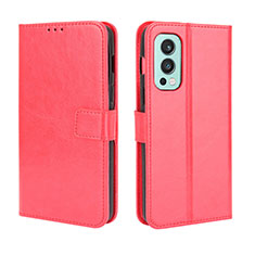 Coque Portefeuille Livre Cuir Etui Clapet BY5 pour OnePlus Nord 2 5G Rouge