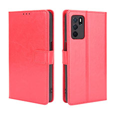 Coque Portefeuille Livre Cuir Etui Clapet BY5 pour Oppo A16 Rouge