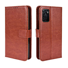 Coque Portefeuille Livre Cuir Etui Clapet BY5 pour Oppo A55S 5G Marron