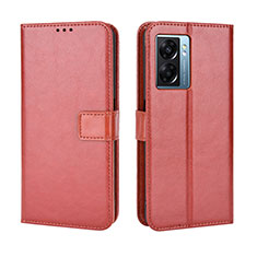 Coque Portefeuille Livre Cuir Etui Clapet BY5 pour Oppo A57 5G Marron