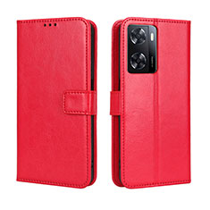 Coque Portefeuille Livre Cuir Etui Clapet BY5 pour Oppo A57e Rouge