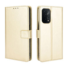 Coque Portefeuille Livre Cuir Etui Clapet BY5 pour Oppo A74 5G Or