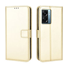 Coque Portefeuille Livre Cuir Etui Clapet BY5 pour Oppo A77 5G Or