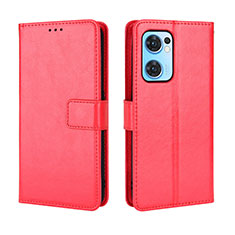 Coque Portefeuille Livre Cuir Etui Clapet BY5 pour Oppo Find X5 Lite 5G Rouge