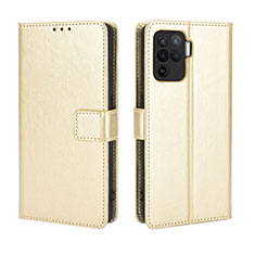 Coque Portefeuille Livre Cuir Etui Clapet BY5 pour Oppo Reno5 F Or