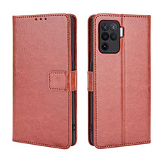 Coque Portefeuille Livre Cuir Etui Clapet BY5 pour Oppo Reno5 Lite Marron