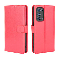 Coque Portefeuille Livre Cuir Etui Clapet BY5 pour Oppo Reno6 Pro 5G Rouge